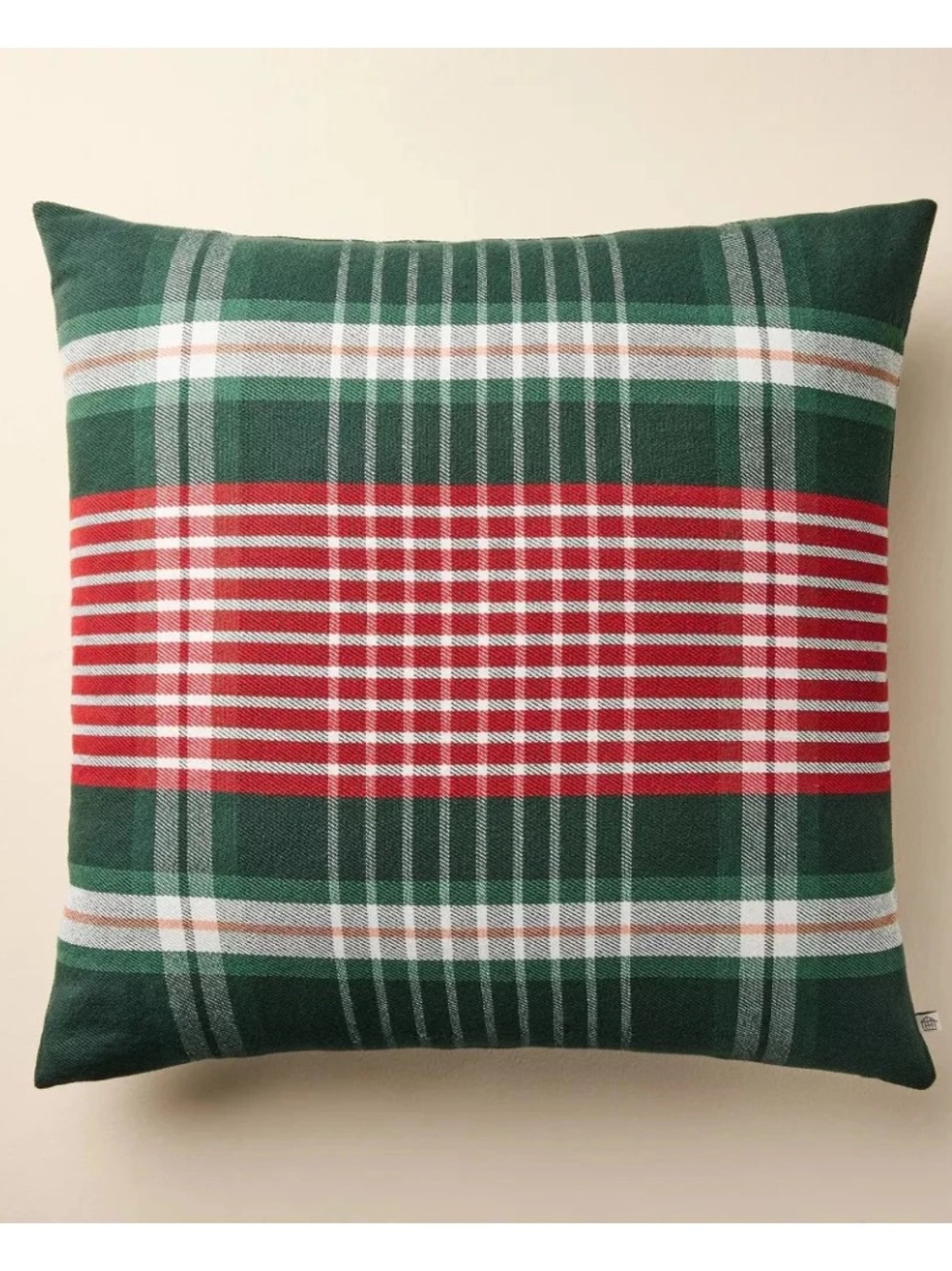HEARTH & HAND NWT 24"x24" Plaid Square Toss Pillow Red/Green